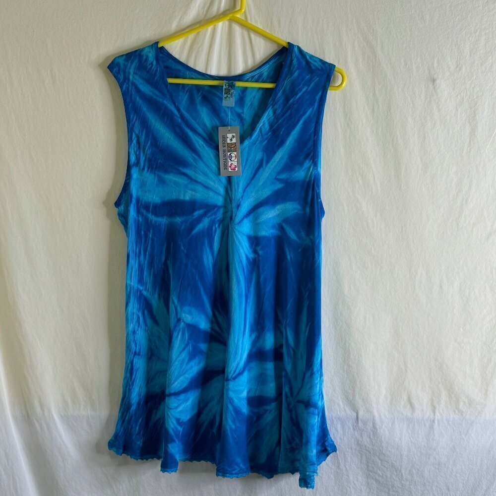 NWT India Boutique One Size Blue/Teal Shades Sleeveless Summer Top  *